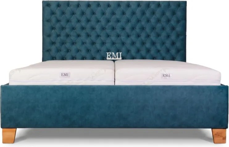 Posteľ čalúnená CASTEL + lamelový rošt + matrac EMI