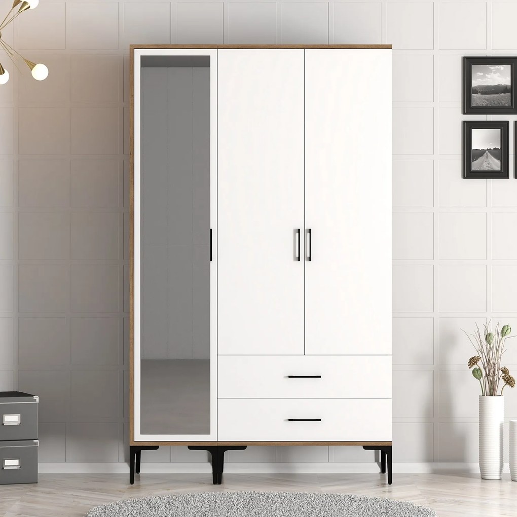 Šatníková skriňa Kiara RT (orech + biela). Akcia -15%. Vlastná spoľahlivá doprava až k Vám domov. 1088482