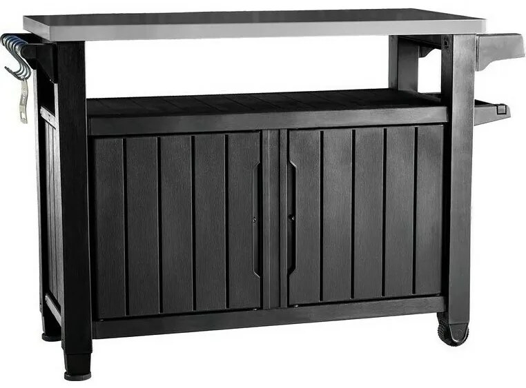 Keter Multifunkčný záhradný grilovací stolík UNITY XL 270 l grafit, 134 x 52 x 90 cm