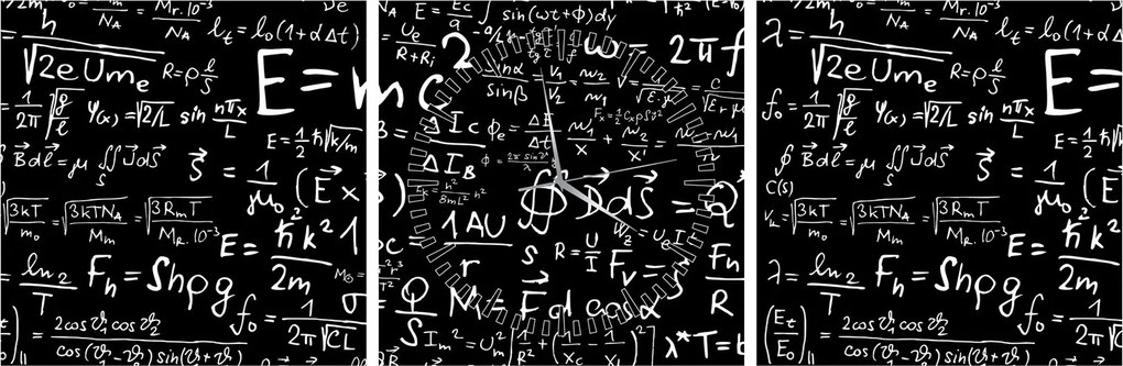 Obraz - Matematika (s hodinami) (90x30 cm)