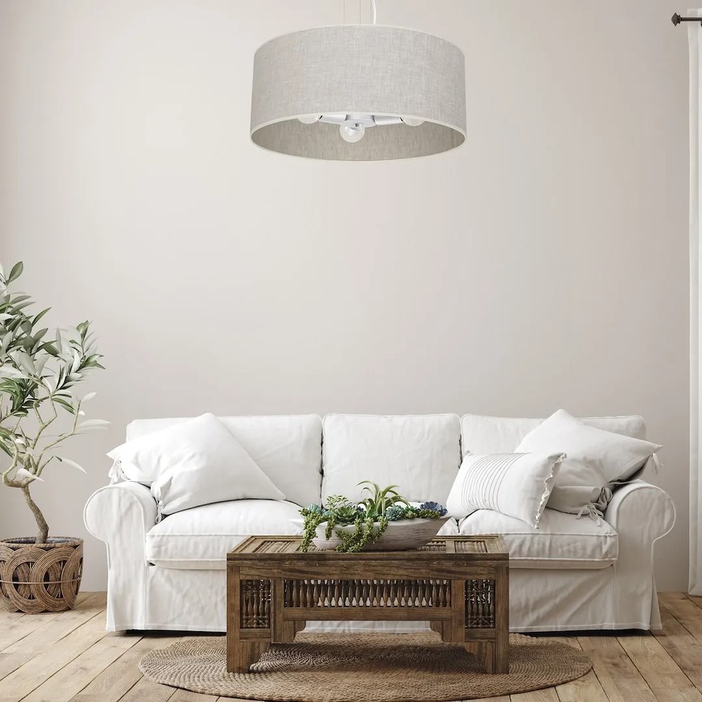 Závesné svietidlo Lino, 1x ľanové tienidlo, (fi 50cm), w