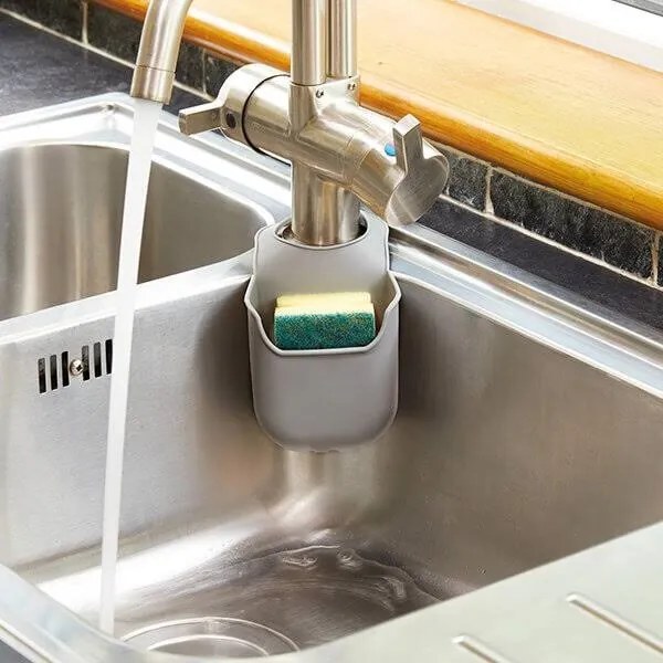 Goodhome Držiak na hubku, na batériu, silikónový sivý SiliBisk