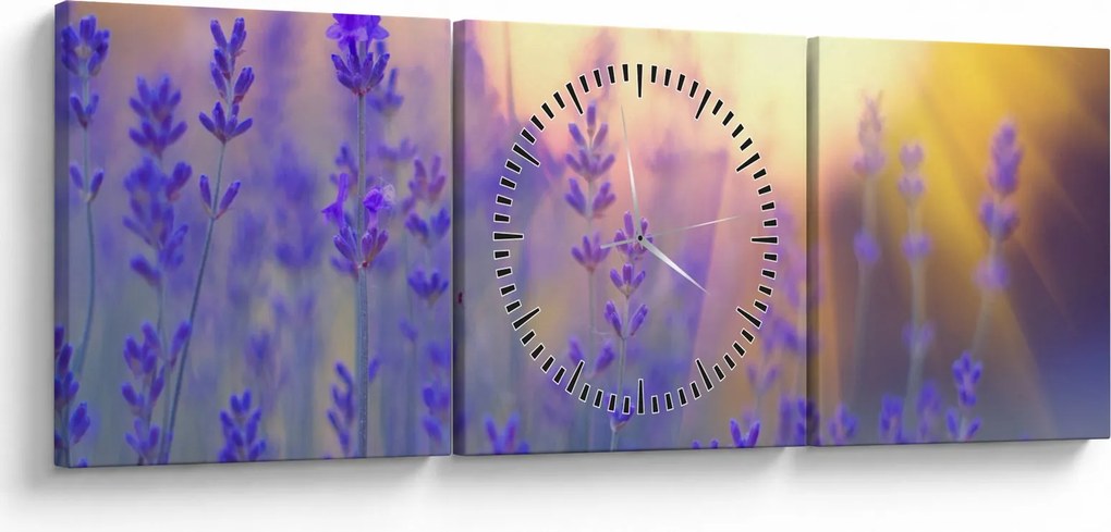 Obraz - Levanduľa (s hodinami) (90x30 cm)