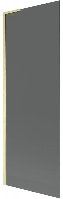 Mexen Next L, 1-krídlová vaňová zástena 70 x 150 cm, 6mm šedé sklo, zlatý matný profil, 895-070-000-03-40-55