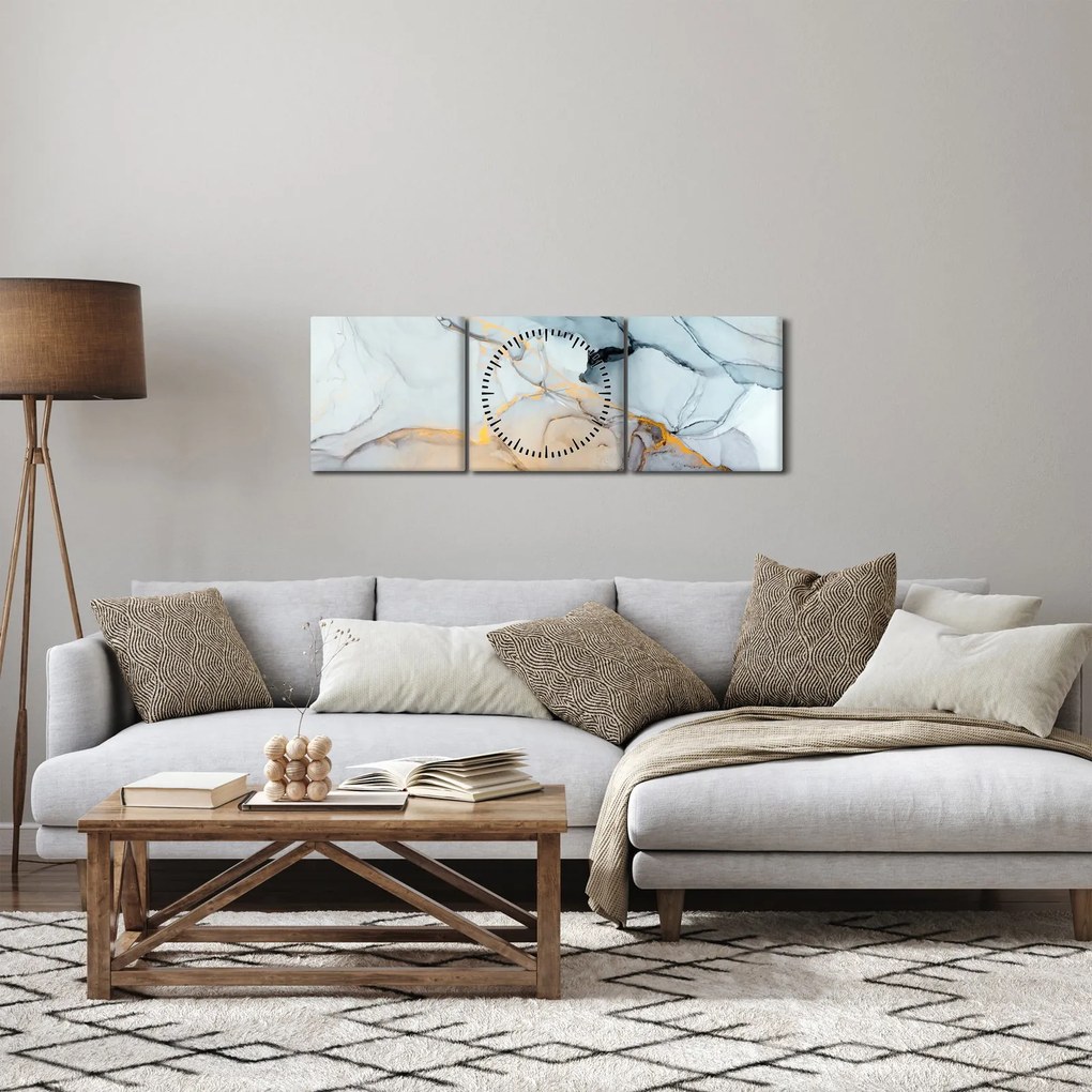 Obraz - Mramor (s hodinami) (90x30 cm)
