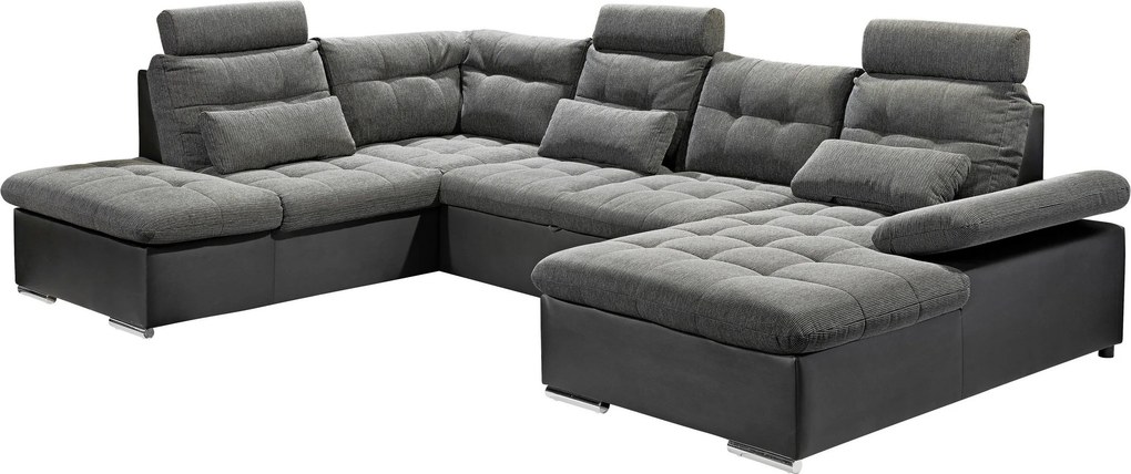 XXXLutz ROHOVÁ SEDAČKA, textil, sivá, čierna MID.YOU - Sedačky - 002220017402