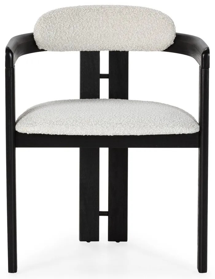 Biele/čierne čalúnené jedálenské kreslá v súprave s podrúčkami 2 ks Eiden – MOME