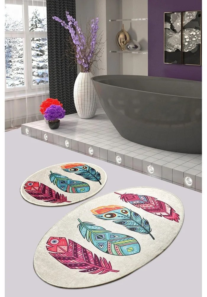 Kúpeľňové predložky v súprave 2 ks 60x100 cm Feather – Foutastic