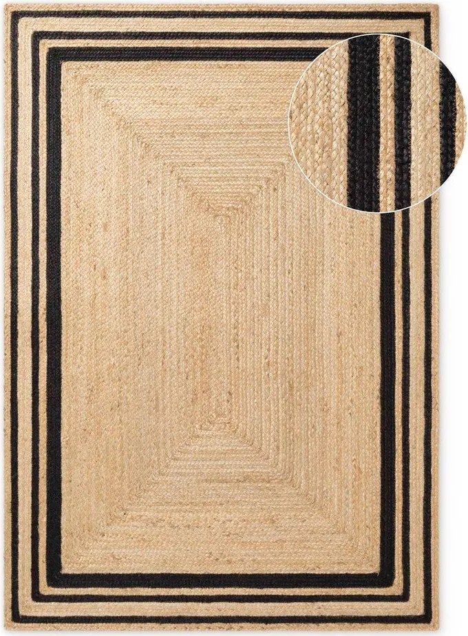 Čierny/v prírodnej farbe obojstranný/ručne tkaný jutový koberec 120x170 cm Jutta – Hanse Home