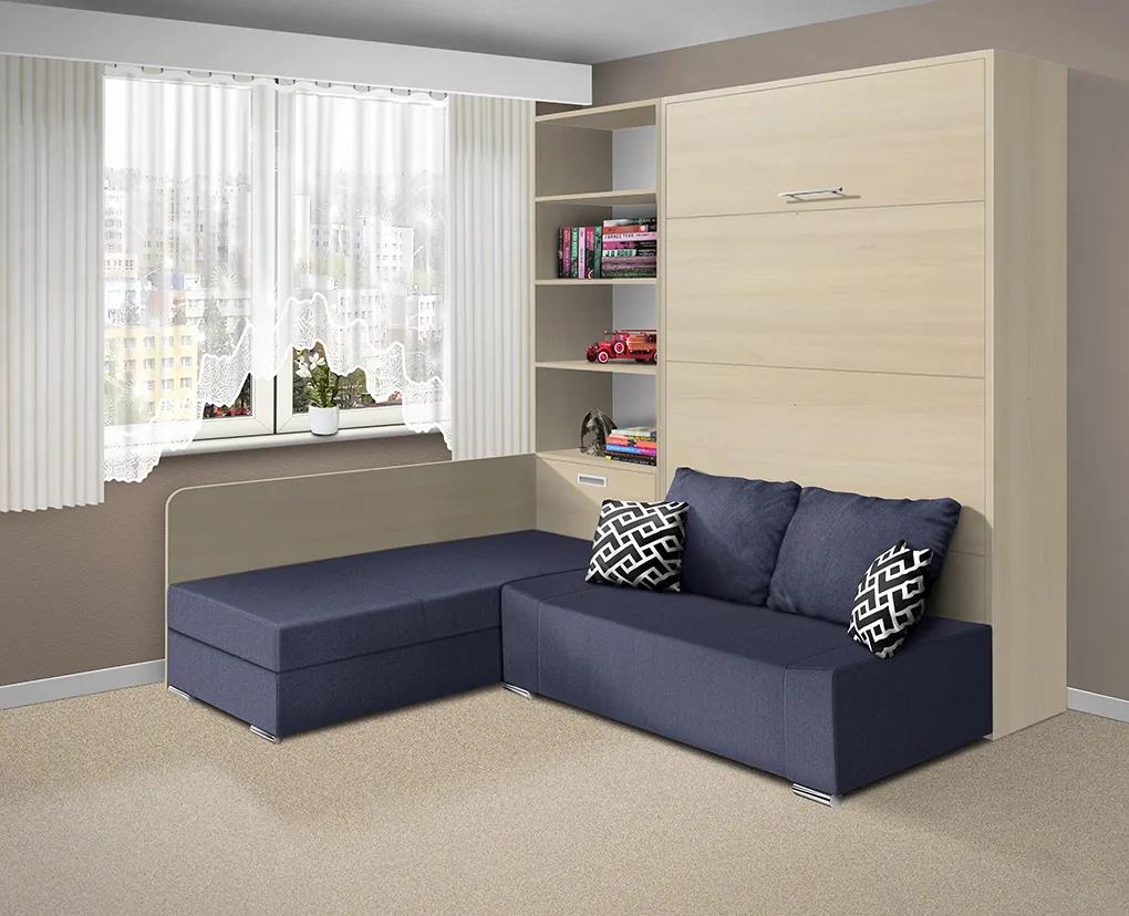 Nabytekmorava Sklápacia posteľ s pohovkou VS 21075 - 200x140 cm farba pohovky: Modrá, Typ farebného prevedenia: Antracit / dvere antracit