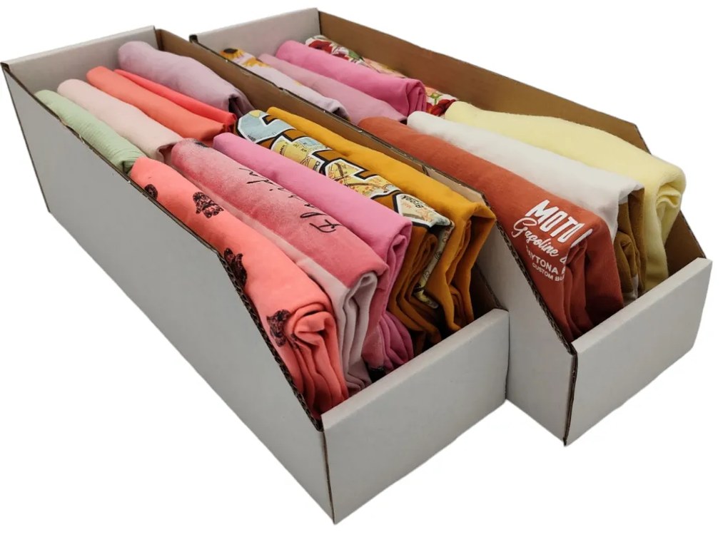 Úložné boxy na oblečenie, organizéry do skrine BIELY KARTÓN 15x47 cm