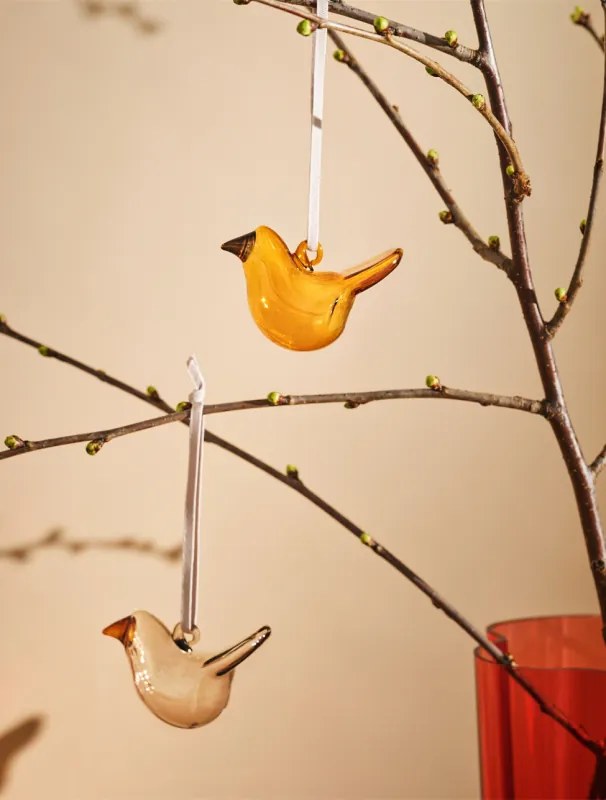 Sklenené ozdoby vtáčiky Oiva Toikka, mix / 3ks