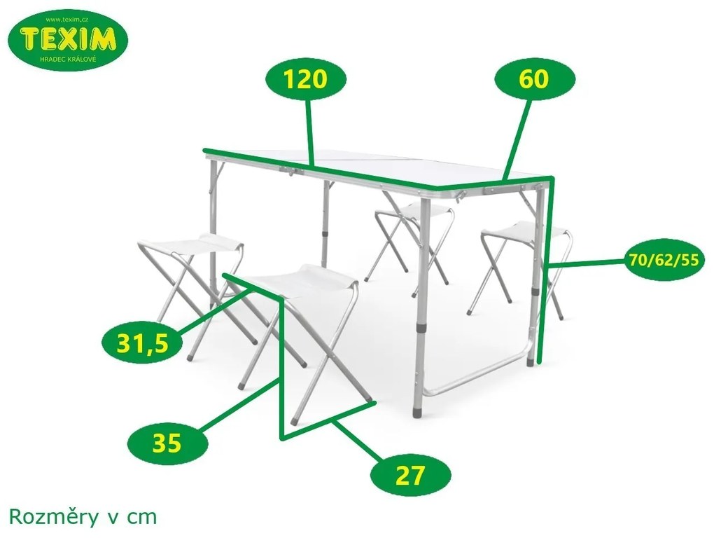 TEXIM LION 1+4 - záhradný piknikový set, oceľ + hliník + MDF