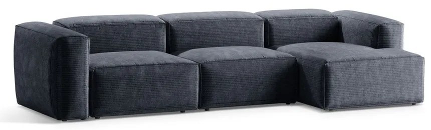 Sivomodrá menčestrová rohová pohovka (pravý roh/s leňoškou) Bergamo – Cosmopolitan Design