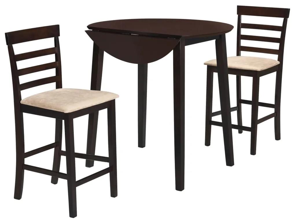 Barový stôl a stoličky, 3 kusy, masív, tmavohnedá 275228