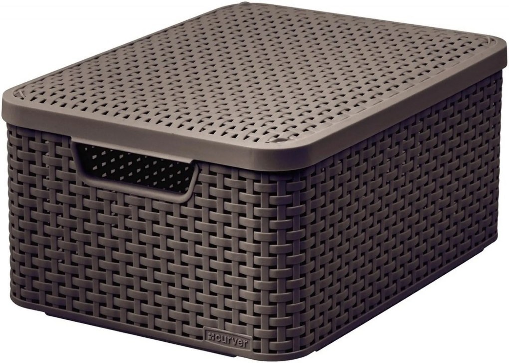 CURVER STYLE M úložný box s vekom 39,3 x 29,3 x 18,7 cm tmavo hnedý 03618-210