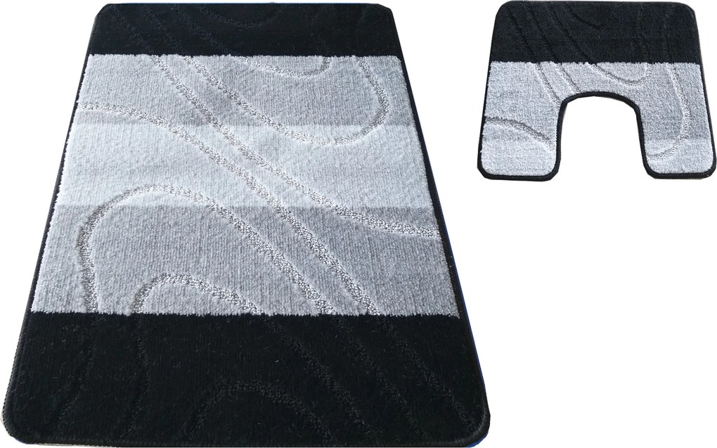 DY Kúpeľňová sada koberčekov s výrezom Montana 05 - čierna