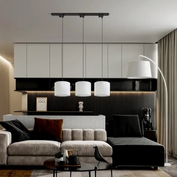 Luster na lanku do lištového systému TRACER 1xE27/15W/230V pr. 20 cm čierna/biela