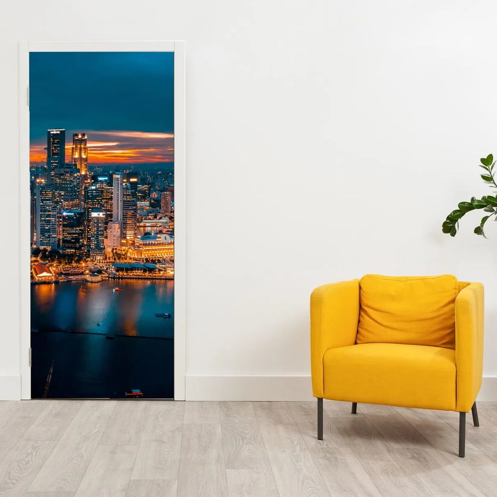 Fototapeta na dvere - Nočné mesto (95x205cm)