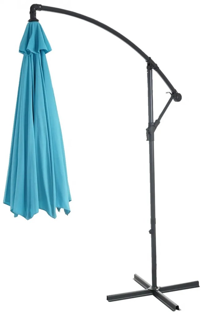 Slnečník Acerra Ø 3m polyester/oceľ - tyrkysovo-modrá bez stojanu