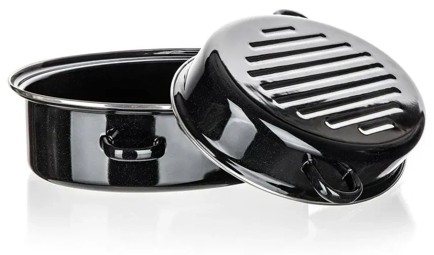 Banquet 2-dielny oválny smaltovaný pekáč CULINARIA Black, 38 cm