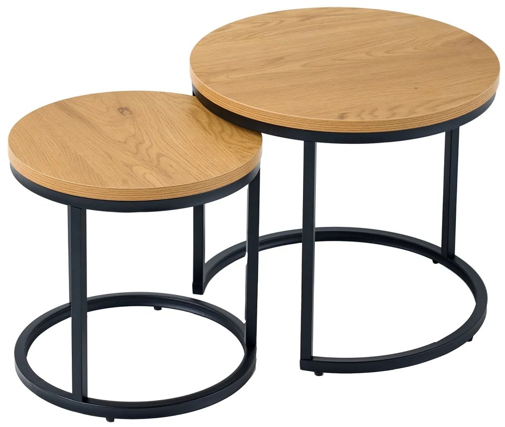Sada okrúhlych odkladacích stolíkov Latrisha vzor divý dub - Skladom na SK
