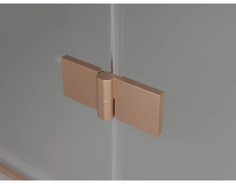 Mexen Lunar T, sklápací sprchový kút ľavý 130 x 70 cm, 8mm číre sklo, profil medená matná, 834T-130-070-65-00-L