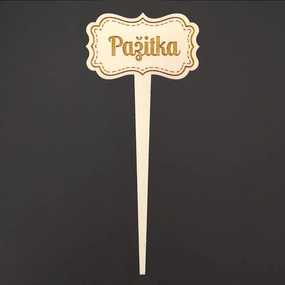 AMADEA Drevený zápich - ceduľka na bylinky Pažítka, výška 20 cm, český výrobok