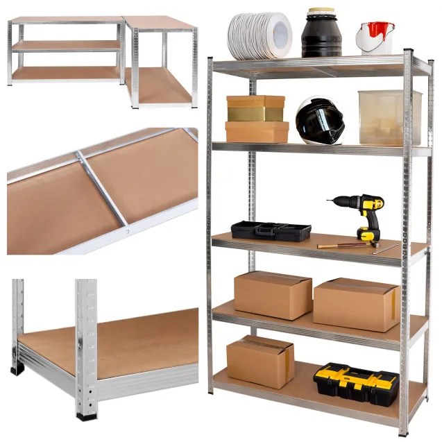 Regál 205x120x45 cm strieborný