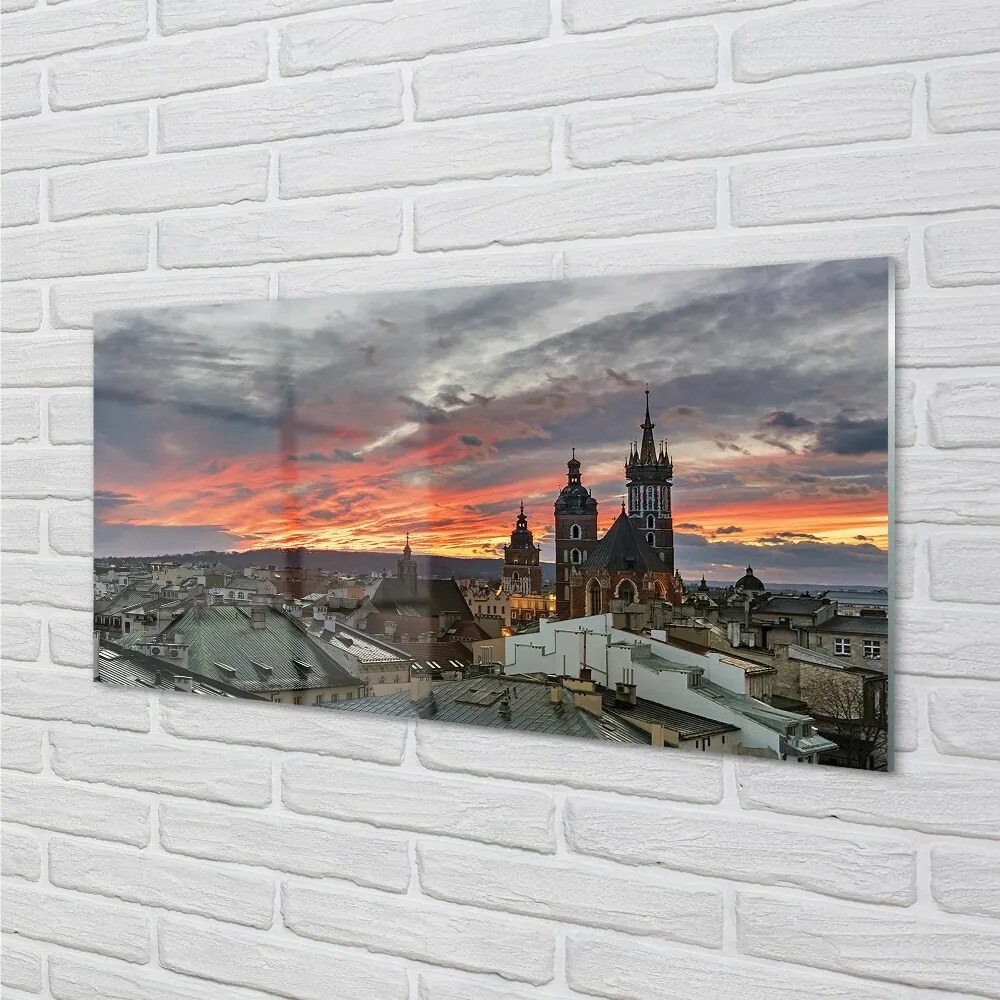 Sklenený obraz Krakow Sunset panorama 100x50 cm 2 Prívesky