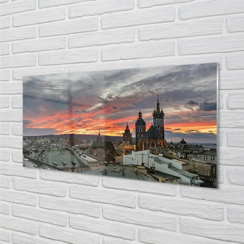 Sklenený obraz Krakow Sunset panorama 120x60 cm