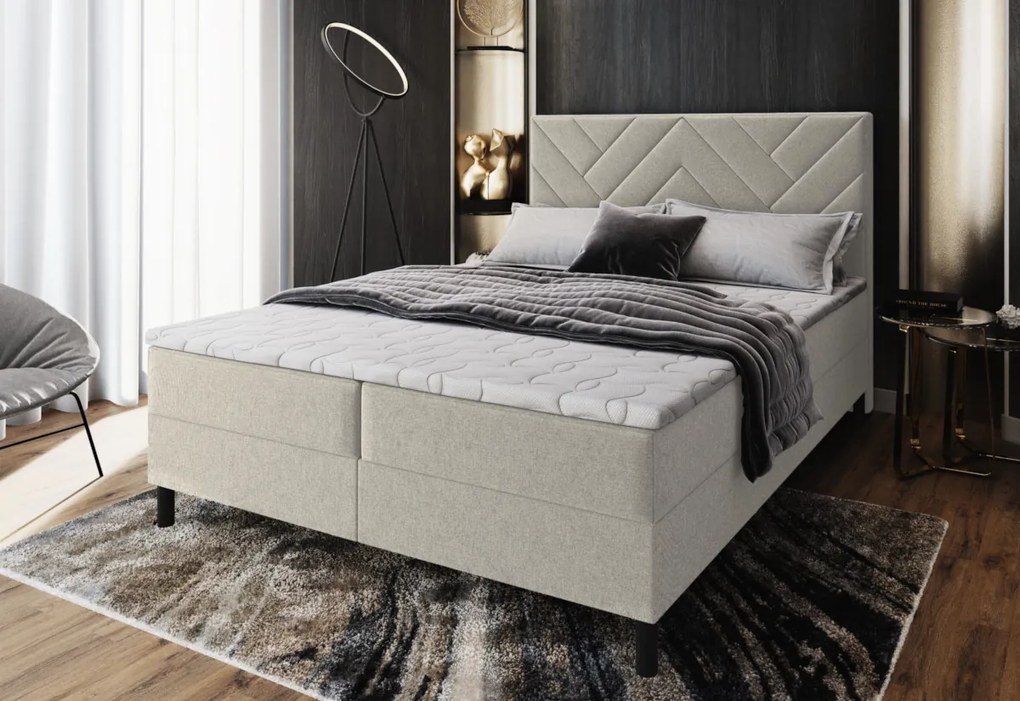 Čalúnená posteľ boxspring ROKIS + topper, 180x200, monolith 37