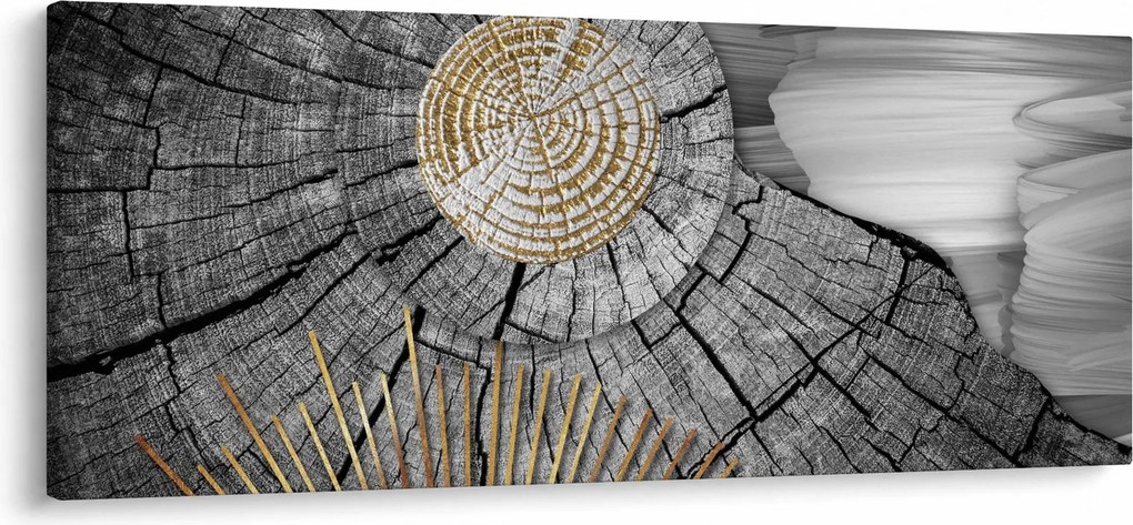 Obraz - Kmeň stromu v koláži (120x50 cm)