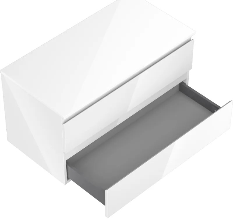 Mexen Orio, kúpeľňová skrinka 90 cm s hornou časťou, 2 zásuvky, biela lesklá, 91A10-09047-2-BFFC00