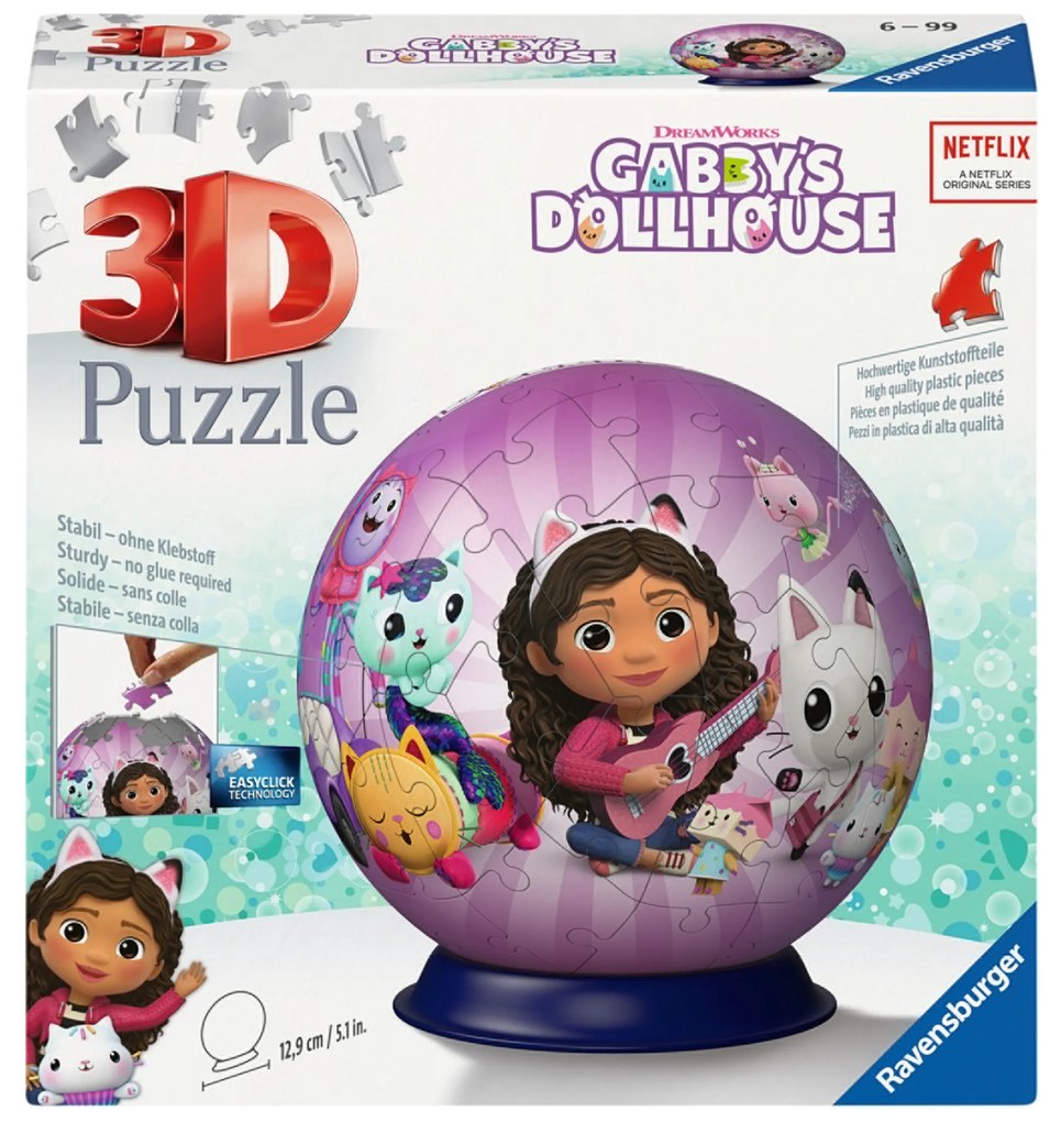 Ravensburger 3D Puzzle guľa, 73 dielikov (Gabinin kúzelný domček) (100390068)