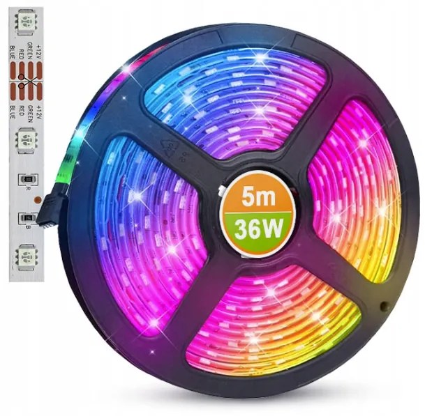 ECOLIGHT LED pásik - SMD 5050 - RGB - 5m - 30LED/m - 7,2 W/h - IP20 - s konektorom