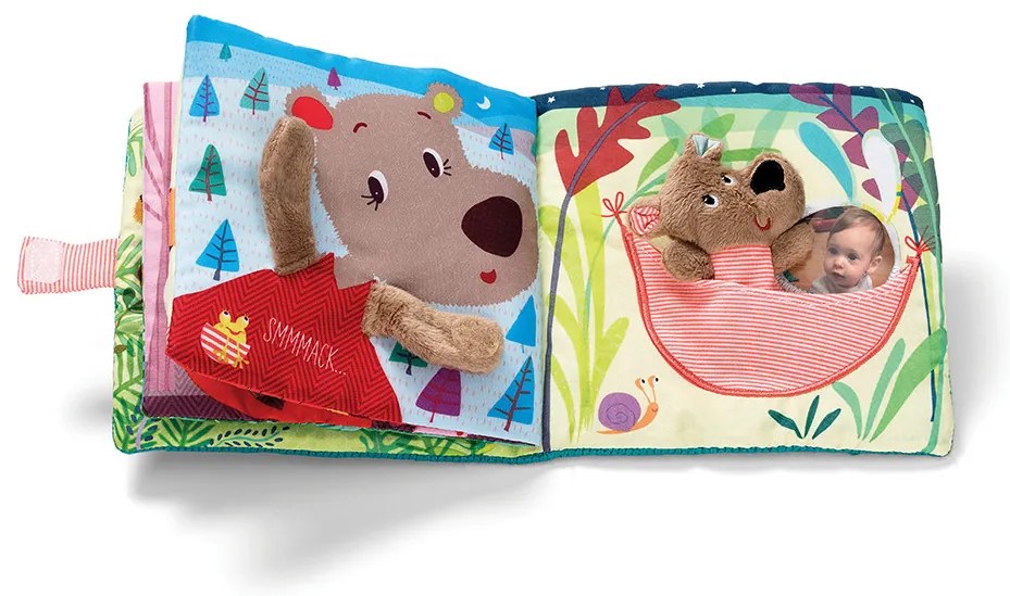 Lilliputiens - textilná knižka s prstovou bábkou - medvedík César