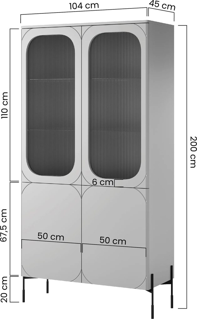 Vitrína Sonatia 100 cm do obývačky - kašmír