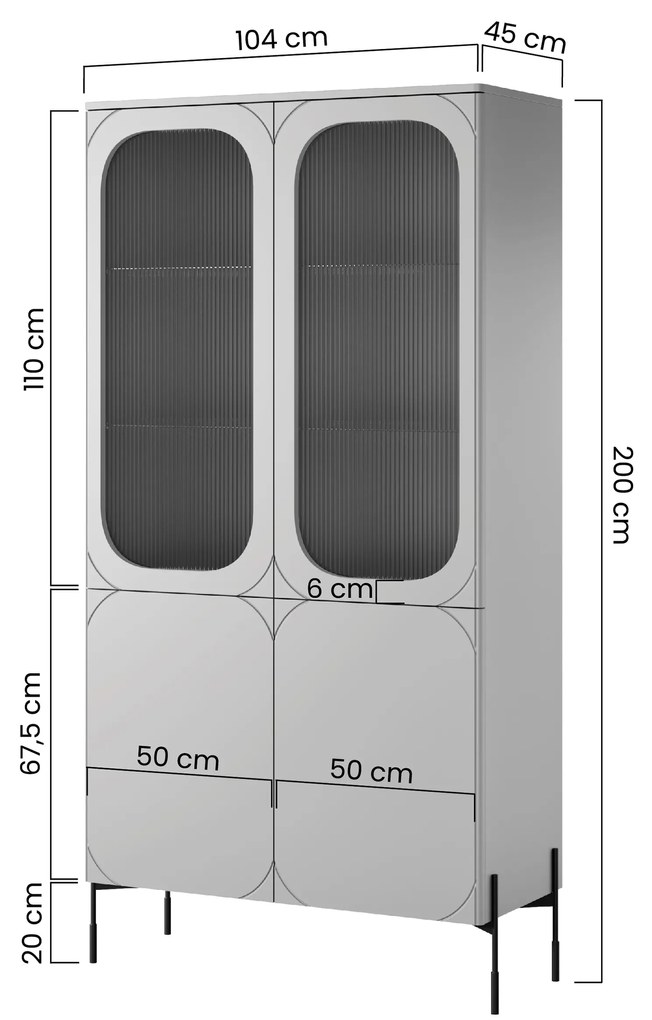 Vitrína Sonatia 100 cm - kašmírová