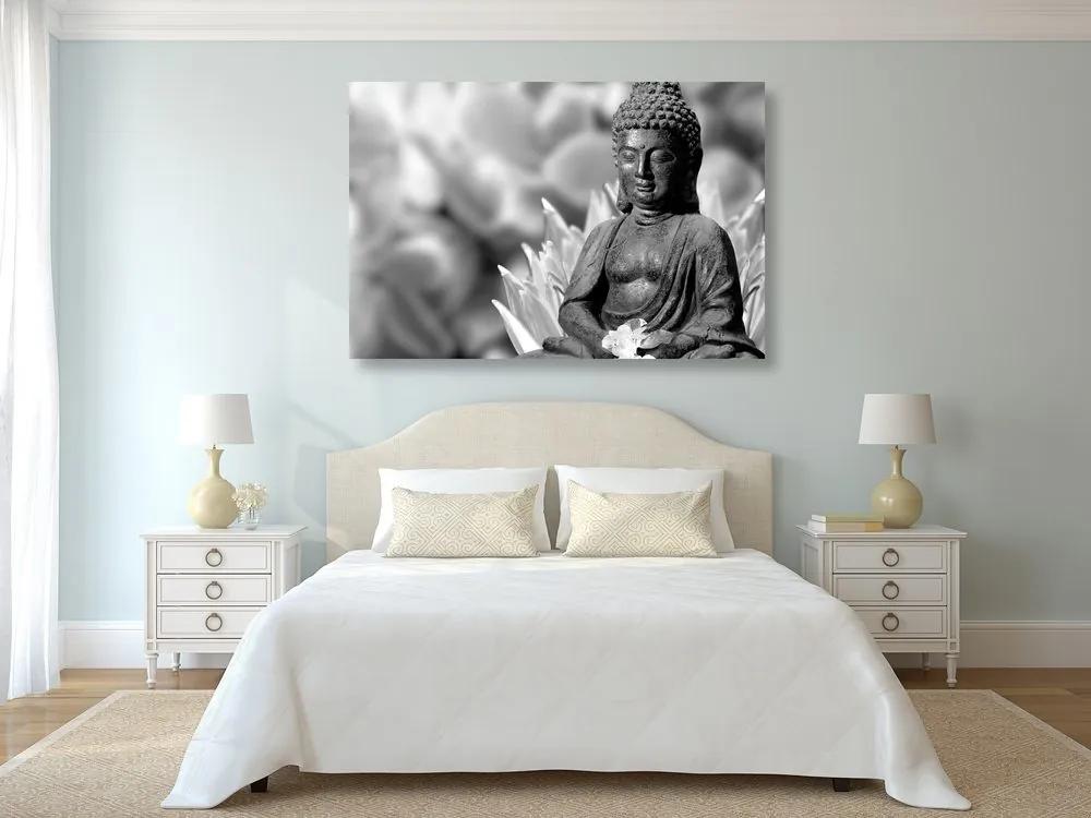 Obraz pokojný Budha v čiernobielom prevedení - 120x80