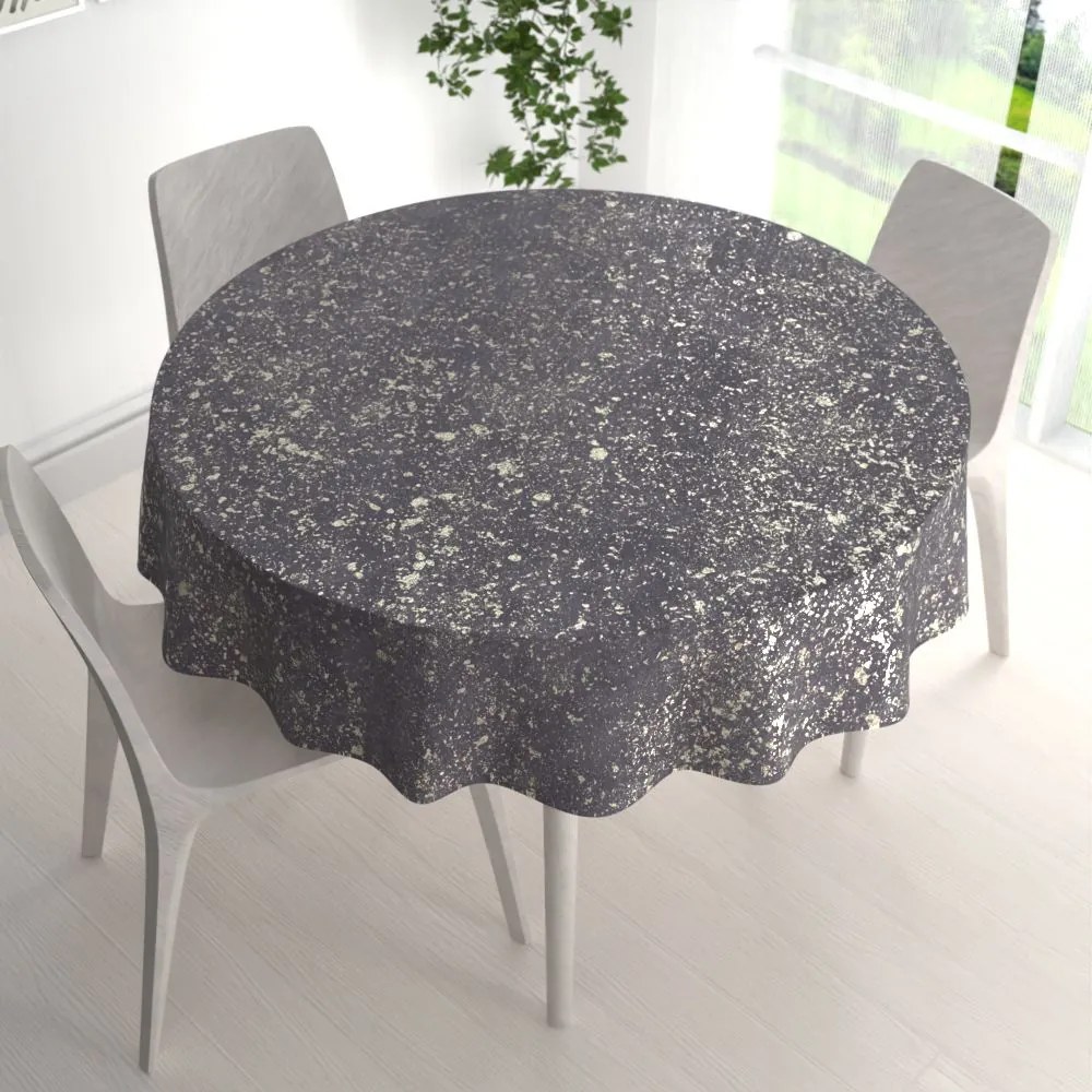 Biante Zamatový okrúhly obrus Isabela IBL-004 Gold Design tmavo sivý Ø 100 cm