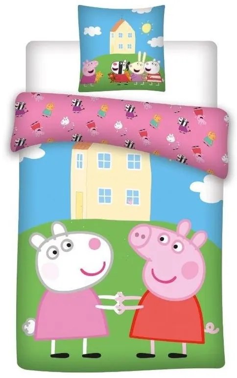 DETEXPOL Obliečky Peppa Pig kamarátky Bavlna, 140/200, 70/80 cm