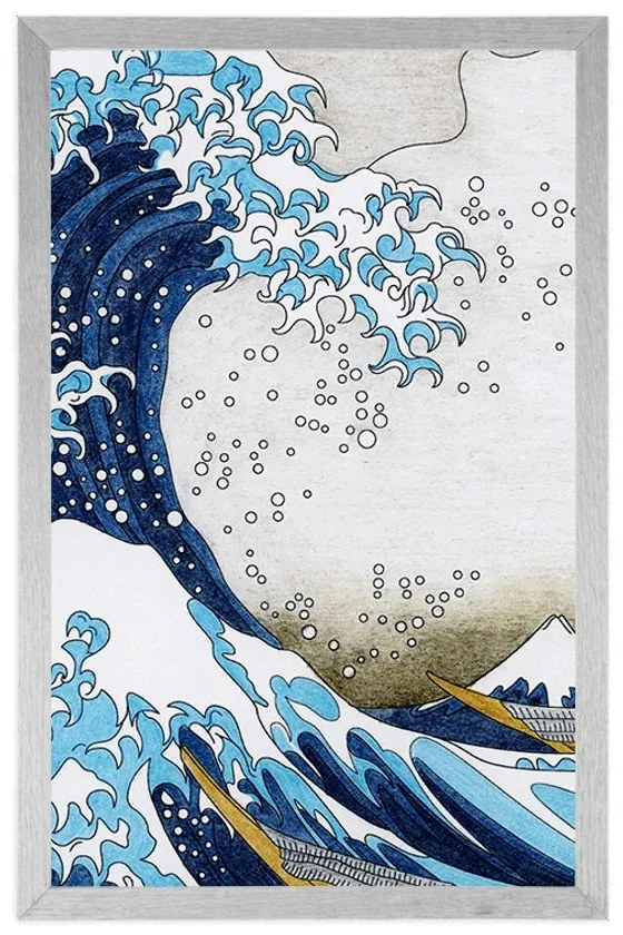 Plagát reprodukcia Veľká vlna z Kanagawa - Kacušika Hokusai - 60x90 silver