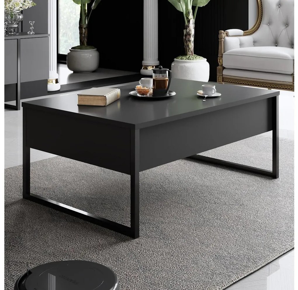 Konferenčný stolík LUXE 40x90 cm antracit/čierna