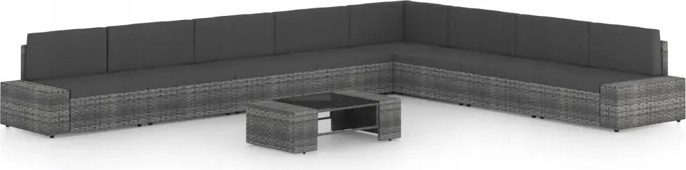 vidaXL 9-dielna záhradná sedacia súprava s podložkami polyratan sivá