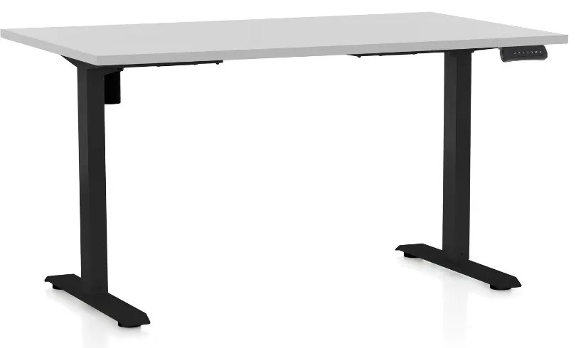 Výškovo nastaviteľný stôl OfficeTech B, 120 x 80 cm, čierna podnož, svetlo sivá
