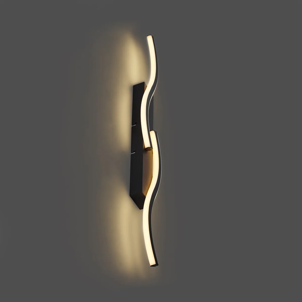 Dizajnové nástenné svietidlo čierne 3-stupňové stmievateľné 2-svetelné - Bummy