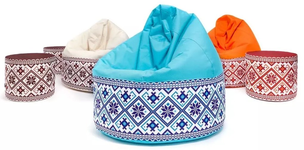 Sedací vak Viper Outdoor Folk – pohodlie s ľudovým štýlom do interiéru aj exteriéru Farba: Folk 1 - M2 modrý