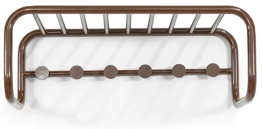 Tmavohnedý kovový nástenný vešiak s poličkou Retro – Spinder Design