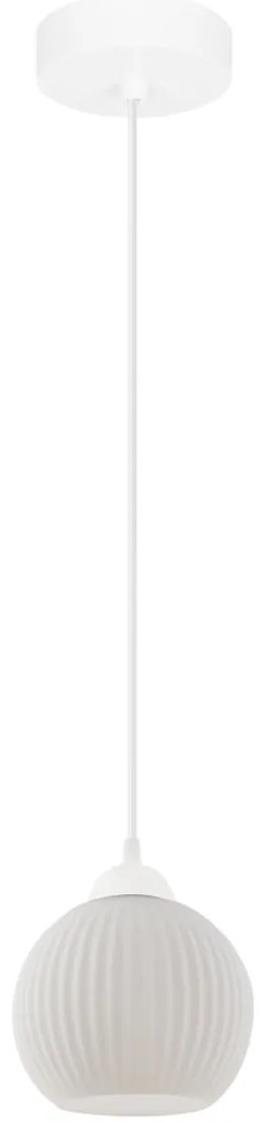 Závesné svietidlo Riffle Round, 1x biele sklenené tienidlo, w